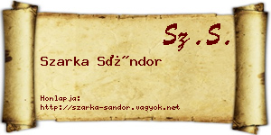 Szarka Sándor névjegykártya